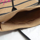Straw Stripe Woven Totes Bag Large Capacity Summer Handbag Travel Shoulder Bag