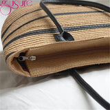 Straw Stripe Woven Totes Bag Large Capacity Summer Handbag Travel Shoulder Bag