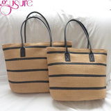 Straw Stripe Woven Totes Bag Large Capacity Summer Handbag Travel Shoulder Bag
