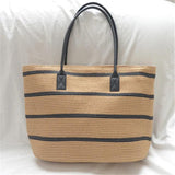 Straw Stripe Woven Totes Bag Large Capacity Summer Handbag Travel Shoulder Bag