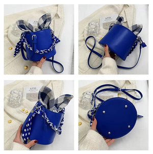 Women Bow Casual Chain Shoulder Bucket Bag