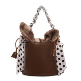 Women Bow Casual Chain Shoulder Bucket Bag