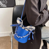 Women Bow Casual Chain Shoulder Bucket Bag