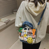 Autumn Girl Bucket Bag Rabbit Plush Pendant Shoulder Messenger Bag