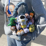 Autumn Girl Bucket Bag Rabbit Plush Pendant Shoulder Messenger Bag