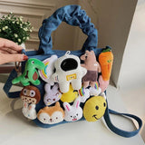 Autumn Girl Bucket Bag Rabbit Plush Pendant Shoulder Messenger Bag