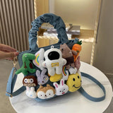 Autumn Girl Bucket Bag Rabbit Plush Pendant Shoulder Messenger Bag