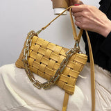 Thick Chain PU Leather Crossbody Bag Famous Ladies Shoulder Handbag