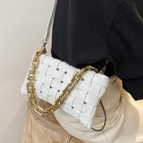 Thick Chain PU Leather Crossbody Bag Famous Ladies Shoulder Handbag