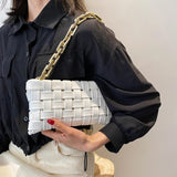 Thick Chain PU Leather Crossbody Bag Famous Ladies Shoulder Handbag