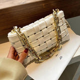 Thick Chain PU Leather Crossbody Bag Famous Ladies Shoulder Handbag