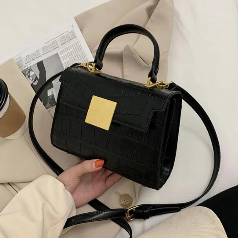 Stone Pattern PU Leather Crossbody Bags for Women Small Totes Lady