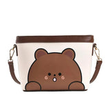 Bear Printed Messenger Bag Female Shoulder Small Square Bag