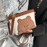 Bear Printed Messenger Bag Female Shoulder Small Square Bag