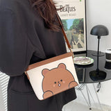 Bear Printed Messenger Bag Female Shoulder Small Square Bag