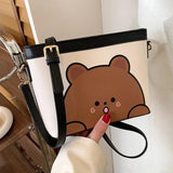 Bear Printed Messenger Bag Female Shoulder Small Square Bag