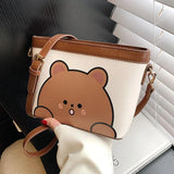 Bear Printed Messenger Bag Female Shoulder Small Square Bag
