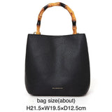 Retro Bamboo Leather Women Handbag Tote Bag Small Square Bag