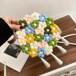 Colorful Flower Woven Bag Beach Vacation Shoulder Messenger Bag