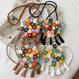 Colorful Flower Woven Bag Beach Vacation Shoulder Messenger Bag