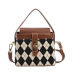 Small Box Bags Women Lattice Vintage Shoulder Messenger Bag
