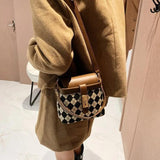 Small Box Bags Women Lattice Vintage Shoulder Messenger Bag