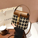 Small Box Bags Women Lattice Vintage Shoulder Messenger Bag
