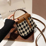 Small Box Bags Women Lattice Vintage Shoulder Messenger Bag
