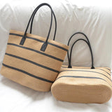 Summer Straw Bag Women Stripe Totes Large Capacity Beach Handbags
