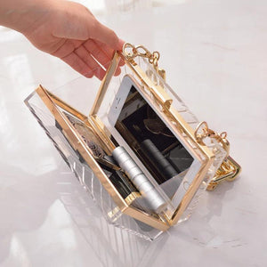 Metal Chain Acrylic Bag Dinner Bag Transparent Diagonal Women Bag