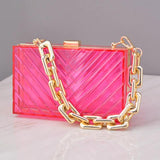 Metal Chain Acrylic Bag Dinner Bag Transparent Diagonal Women Bag