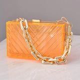 Metal Chain Acrylic Bag Dinner Bag Transparent Diagonal Women Bag