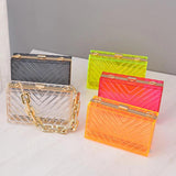 Metal Chain Acrylic Bag Dinner Bag Transparent Diagonal Women Bag