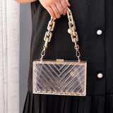 Metal Chain Acrylic Bag Dinner Bag Transparent Diagonal Women Bag