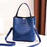 Women Handbag PU Leather Bucket Bag Stone Pattern Shoulder Messenger Bag