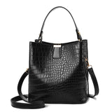 Women Handbag PU Leather Bucket Bag Stone Pattern Shoulder Messenger Bag