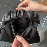 Satin Handbag Casual Pleated Bag Women's Shoulder Messenger Chain Bag
