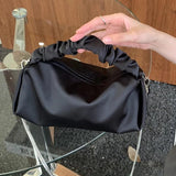 Satin Handbag Casual Pleated Bag Women's Shoulder Messenger Chain Bag