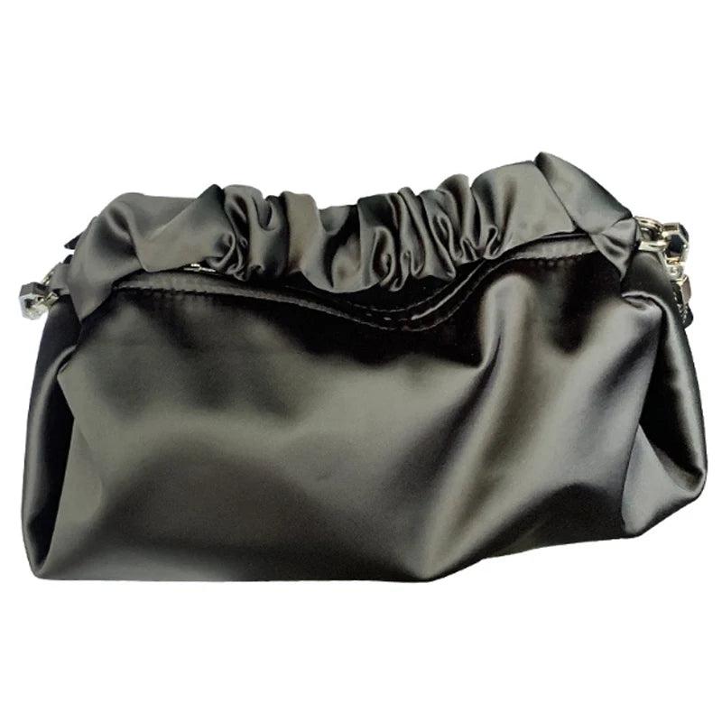 Satin Handbag Casual Pleated Bag Women's Shoulder Messenger Chain Bag