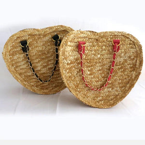 Smiling Face Straw Woven Bag Heart-shaped Small Bag