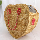 Smiling Face Straw Woven Bag Heart-shaped Small Bag