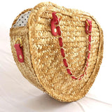Smiling Face Straw Woven Bag Heart-shaped Small Bag