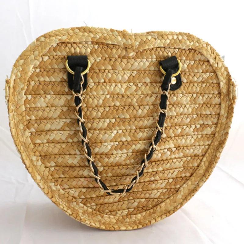Smiling Face Straw Woven Bag Heart-shaped Small Bag
