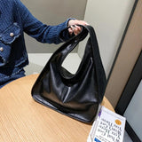 Vintage Large PU Leather Shoulder Side Bags for Women High Capacity Handbags