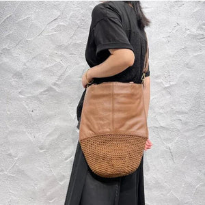 Leather Women's Bag Woven Shoulder Bag Messenger Bag Dual-Use Big Bag