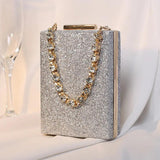 Metal Box Bag Diamonds Clutches Purse Evening Party Handbag