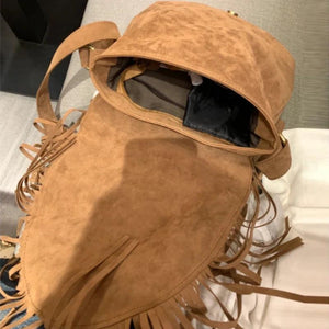 Retro Tassel Saddle Crossbody Bag Women's Single Shoulder Bag