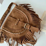 Retro Tassel Saddle Crossbody Bag Women's Single Shoulder Bag