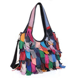 Tassel Shoulder Bag, European & American Cowhide Messenger Bag