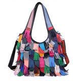 Tassel Shoulder Bag, European & American Cowhide Messenger Bag